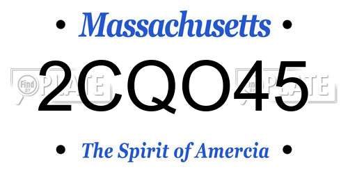 2CQO45 Massachusetts License Plate