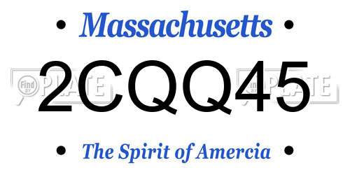 2CQQ45 Massachusetts License Plate