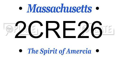 2CRE26 Massachusetts License Plate