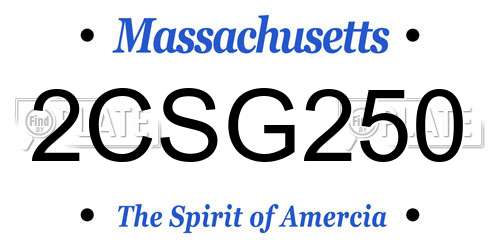 2CSG250 Massachusetts License Plate