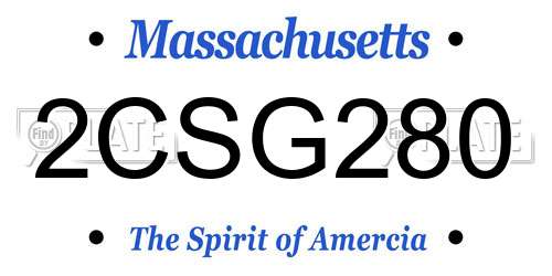 2CSG280 Massachusetts License Plate