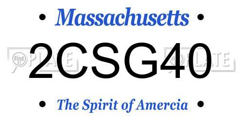 2CSG40 Massachusetts License Plate