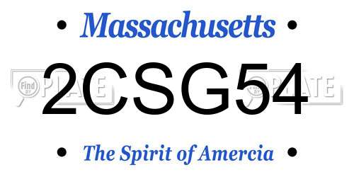 2CSG54 Massachusetts License Plate