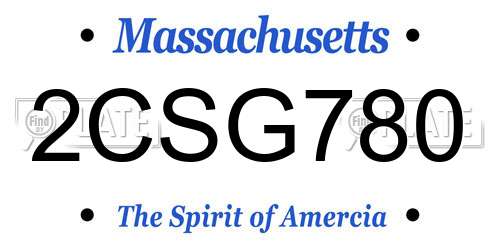 2CSG780 Massachusetts License Plate