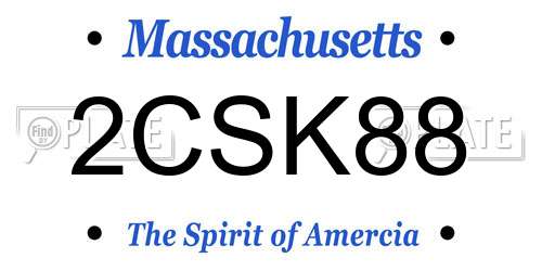 2CSK88 Massachusetts License Plate