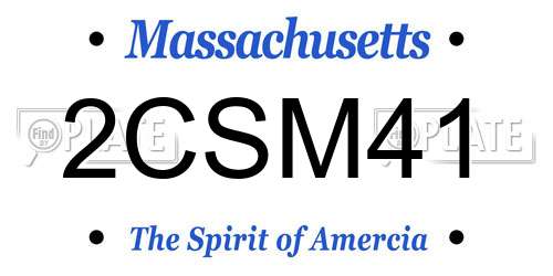 2CSM41 Massachusetts License Plate