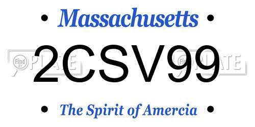 2CSV99 Massachusetts License Plate