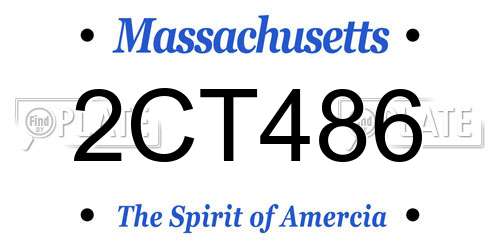 2CT486 Massachusetts License Plate