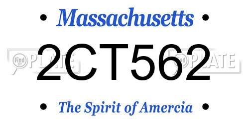 2CT562 Massachusetts License Plate