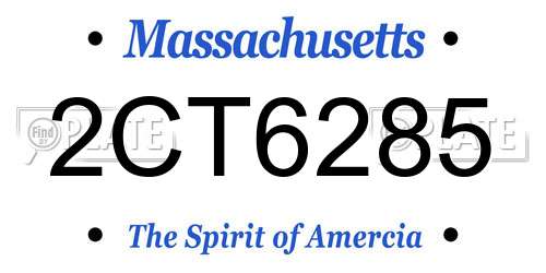 2CT6285 Massachusetts License Plate