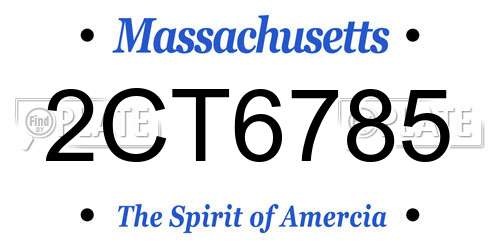 2CT6785 Massachusetts License Plate