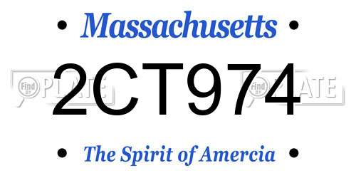 2CT974 Massachusetts License Plate