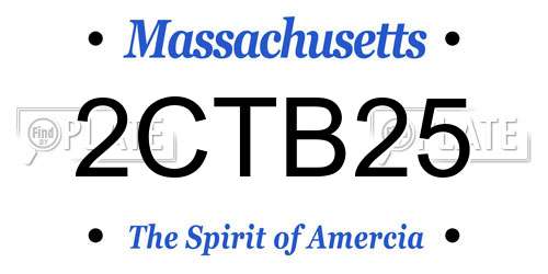 2CTB25 Massachusetts License Plate