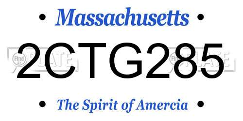 2CTG285 Massachusetts License Plate