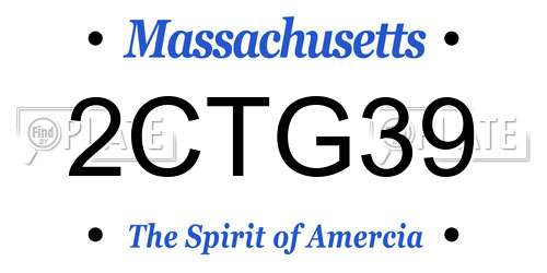2CTG39 Massachusetts License Plate
