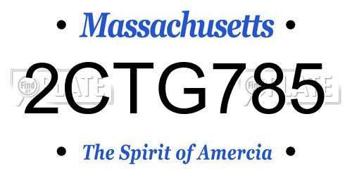 2CTG785 Massachusetts License Plate