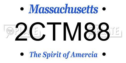 2CTM88 Massachusetts License Plate