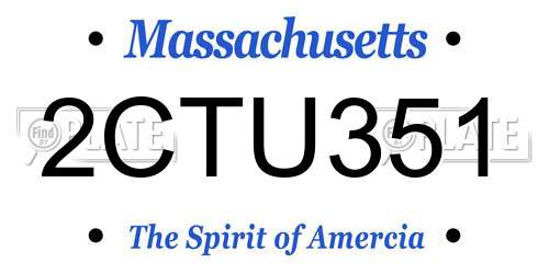 2CTU351 Massachusetts License Plate
