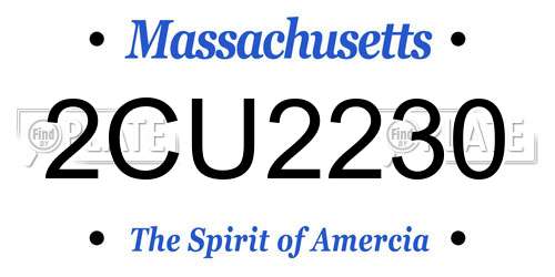 2CU2230 Massachusetts License Plate