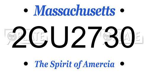 2CU2730 Massachusetts License Plate