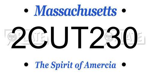 2CUT230 Massachusetts License Plate