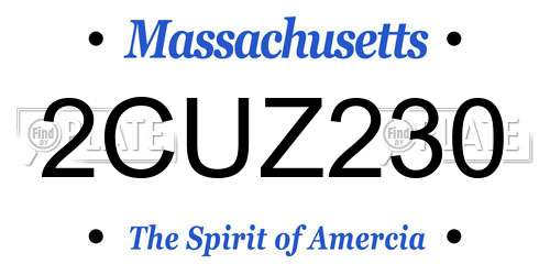 2CUZ230 Massachusetts License Plate
