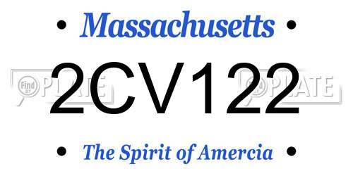 2CV122 Massachusetts License Plate