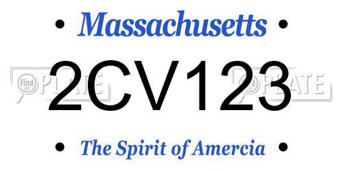 2CV123 Massachusetts License Plate