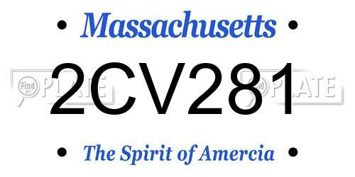 2CV281 Massachusetts License Plate