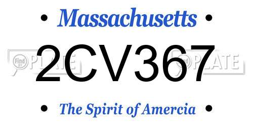 2CV367 Massachusetts License Plate