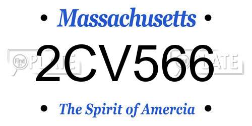 2CV566 Massachusetts License Plate
