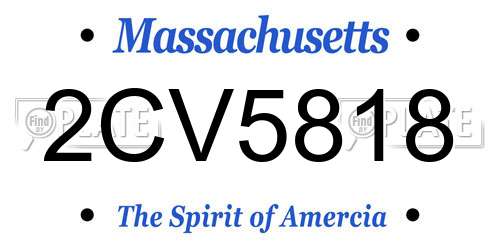 2CV5818 Massachusetts License Plate