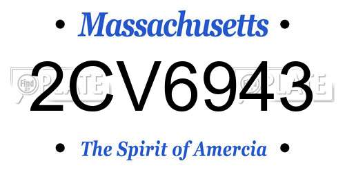 2CV6943 Massachusetts License Plate