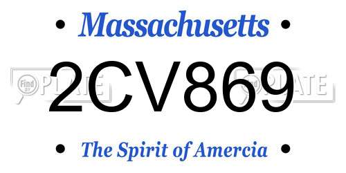 2CV869 Massachusetts License Plate
