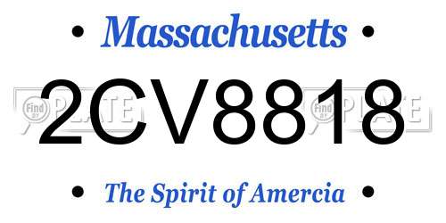 2CV8818 Massachusetts License Plate