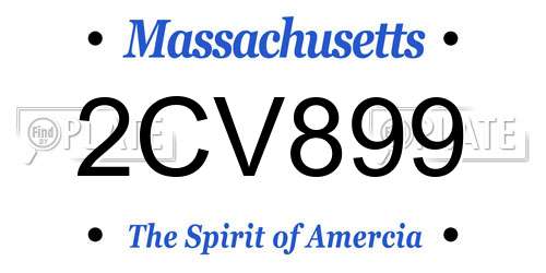 2CV899 Massachusetts License Plate