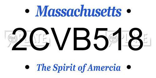 2CVB518 Massachusetts License Plate