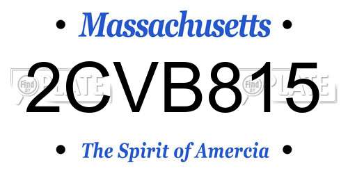 2CVB815 Massachusetts License Plate