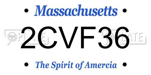 2CVF36 Massachusetts License Plate