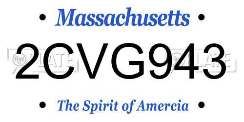 2CVG943 Massachusetts License Plate