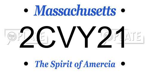 2CVY21 Massachusetts License Plate