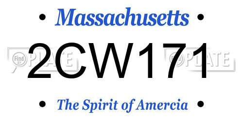 2CW171 Massachusetts License Plate