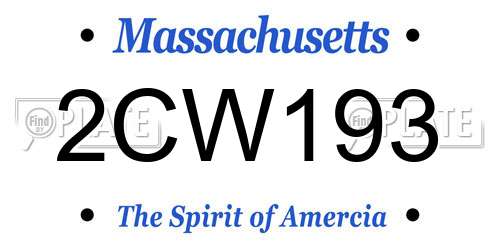 2CW193 Massachusetts License Plate