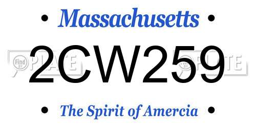 2CW259 Massachusetts License Plate