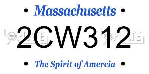 2CW312 Massachusetts License Plate
