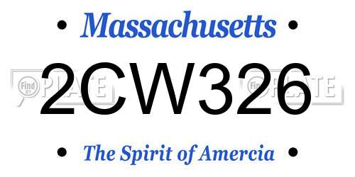 2CW326 Massachusetts License Plate