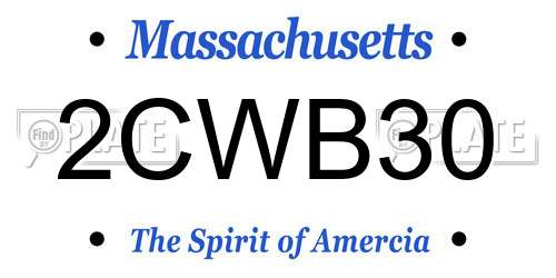 2CWB30 Massachusetts License Plate