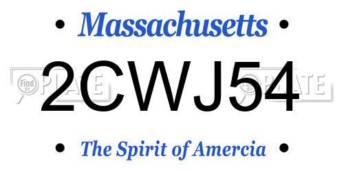 2CWJ54 Massachusetts License Plate