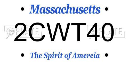 2CWT40 Massachusetts License Plate