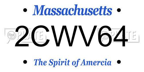 2CWV64 Massachusetts License Plate